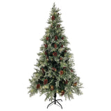 Vidaxl Christmas tree with LED and pine cones 225 cm PVC and PE green and white