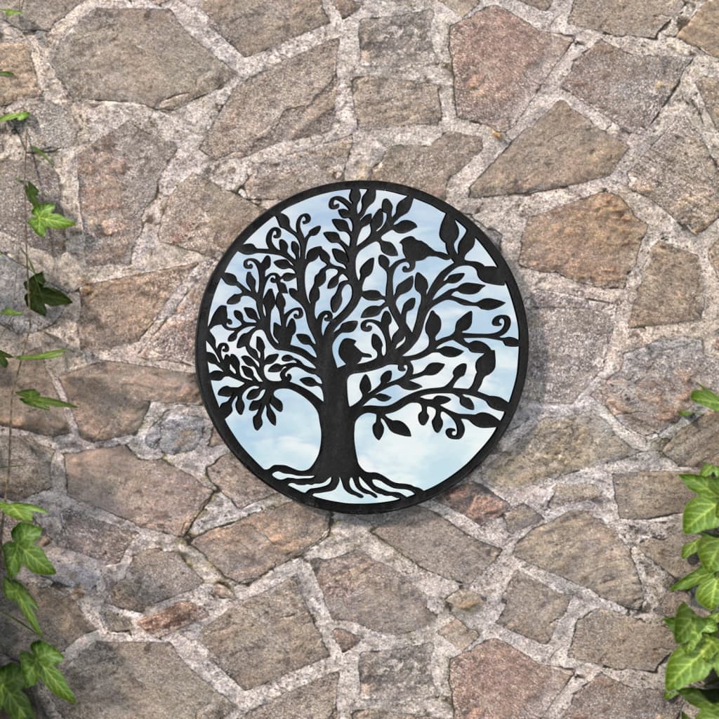 Vidaxl Garden Specchio intorno a 40x2,5 cm di ferro nero