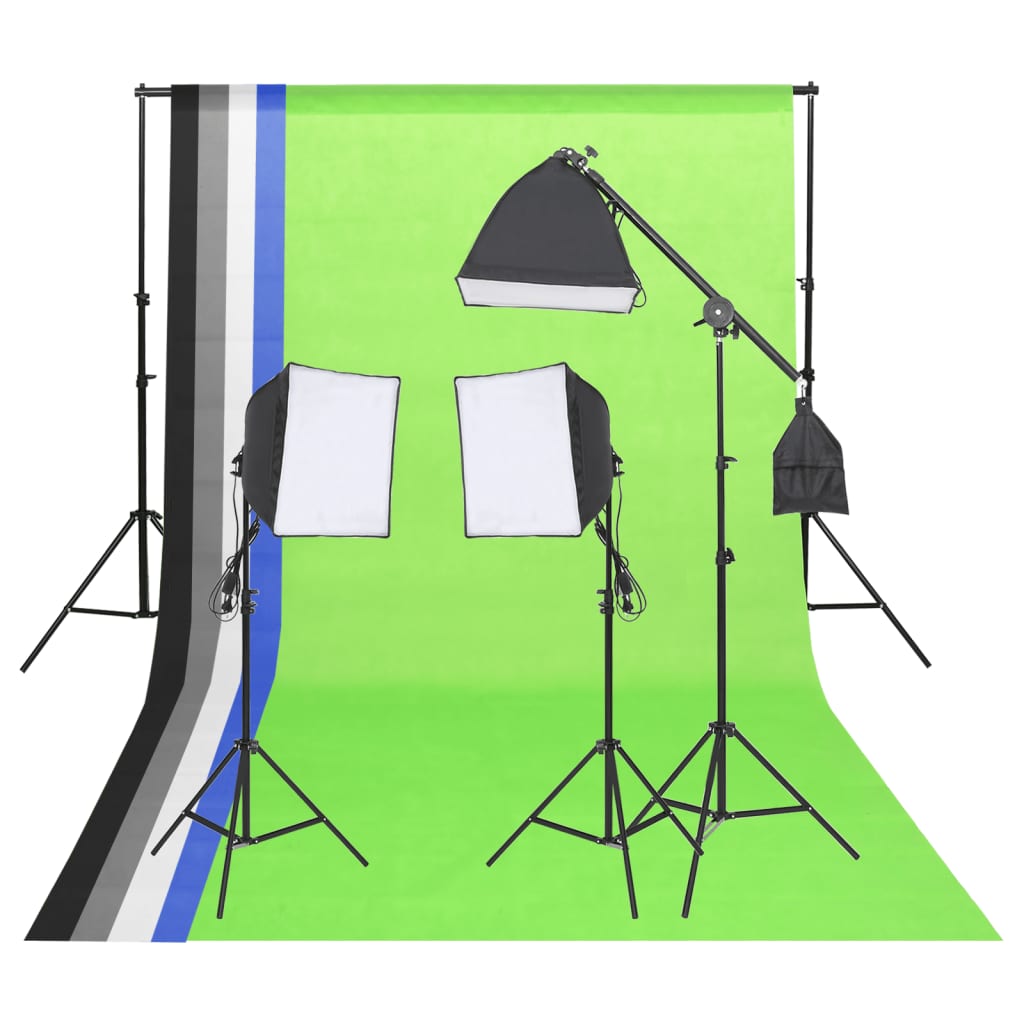 Vidaxl Photo Studio Lighting Kit with Backgrounds and Reflector