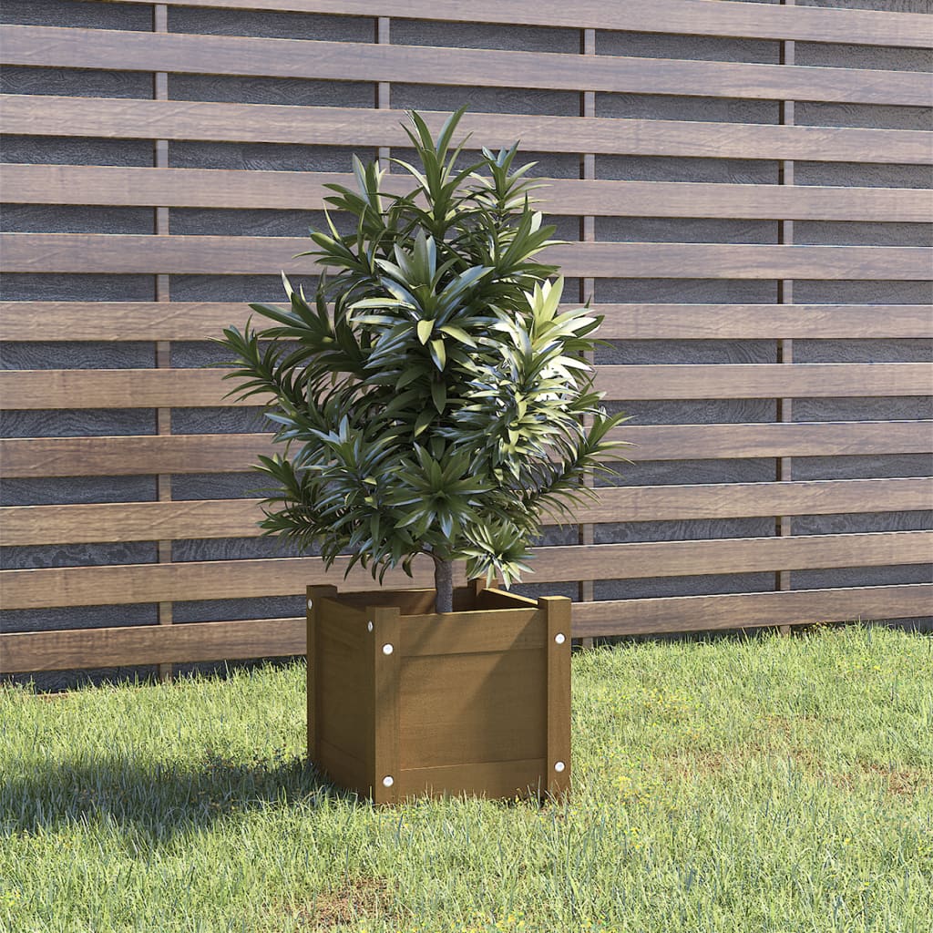 VidaXL Planning box 31x31x31 cm Solid pine honey brown