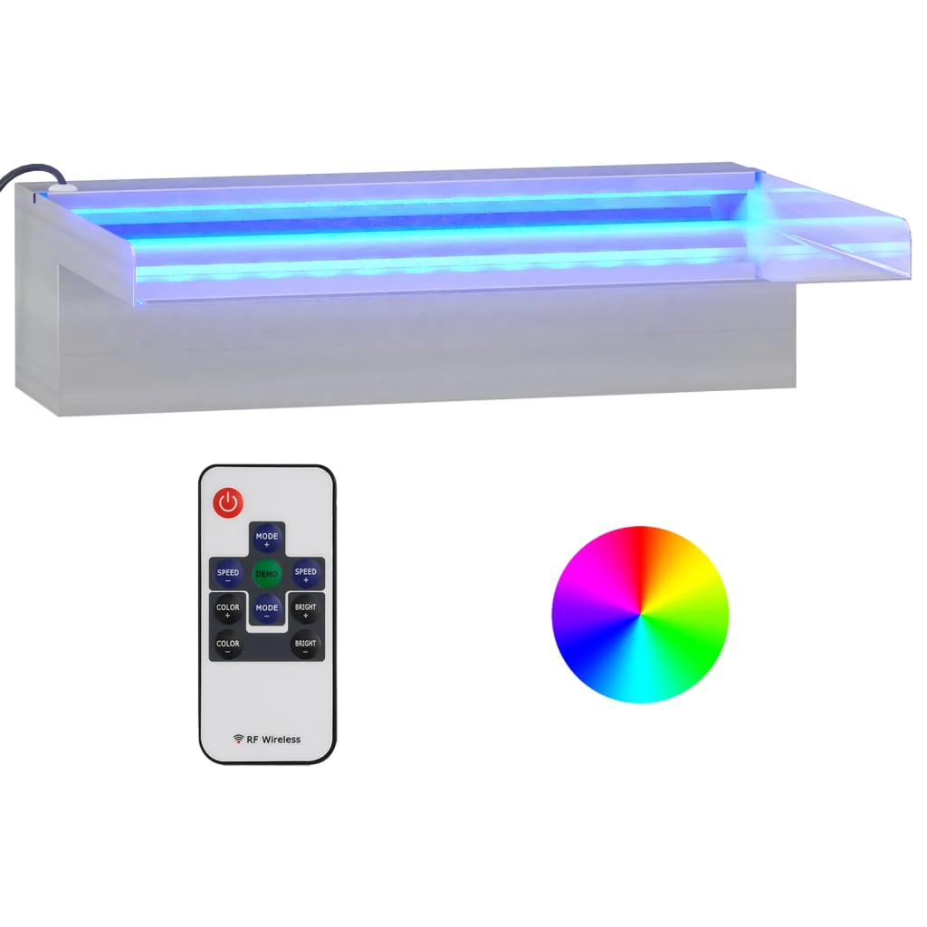 Vidaxl Waterfall Overlad with RGB LEDs 30 cm Stainless steel