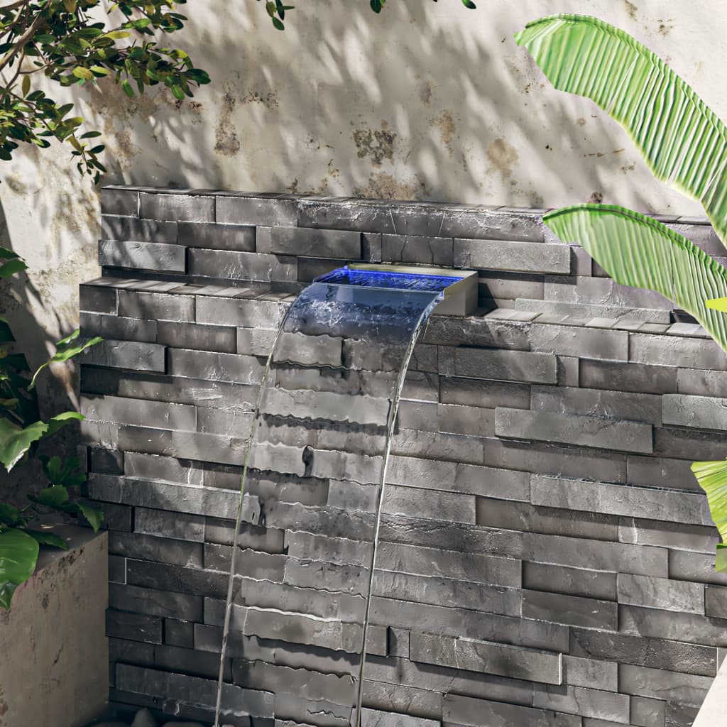 Vidaxl Waterfall Overlad with RGB LEDs 30 cm Stainless steel