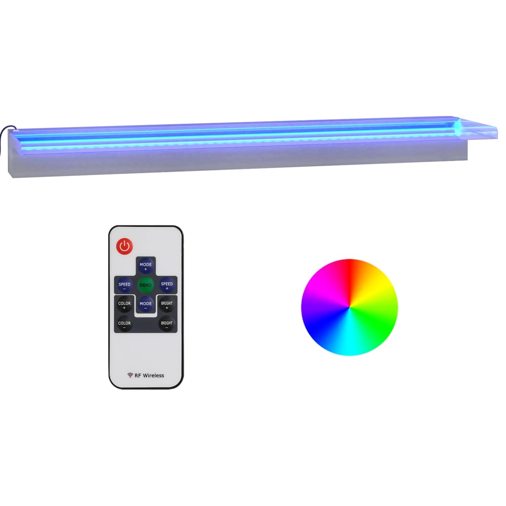 Wodospad Vidaxl z przewróconymi z diodami LED RGB 90 cm stali nierdzewnej