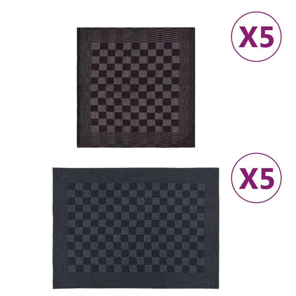 Vidaxl 10-piece kitchen cloth set cotton black and gray