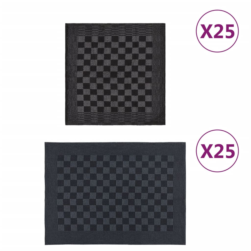 Vidaxl Set di stoffa da cucina a 50 pezzi Black e grigio
