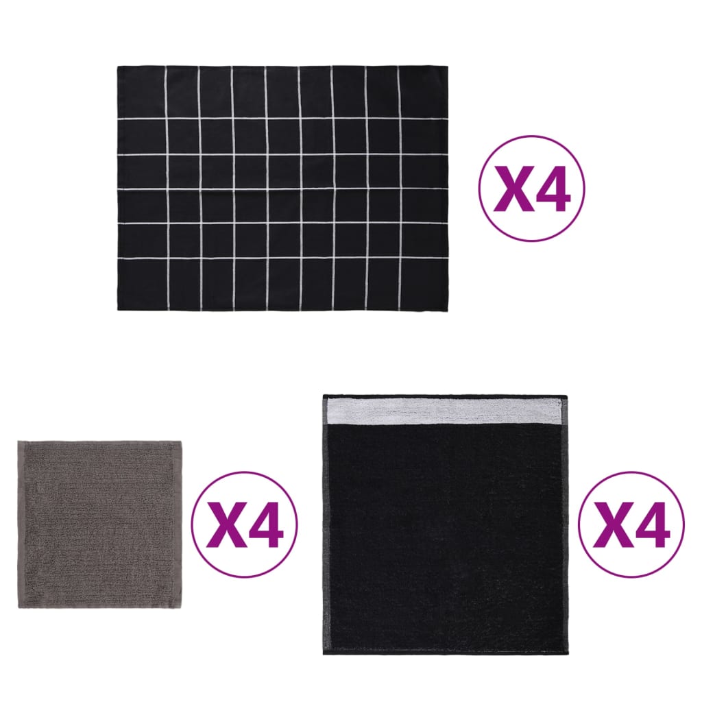 Vidaxl Set di stoffa da cucina in 12 parti Black
