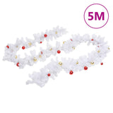 Vidaxl kerstslinger versierd met kerstballen 5 m wit