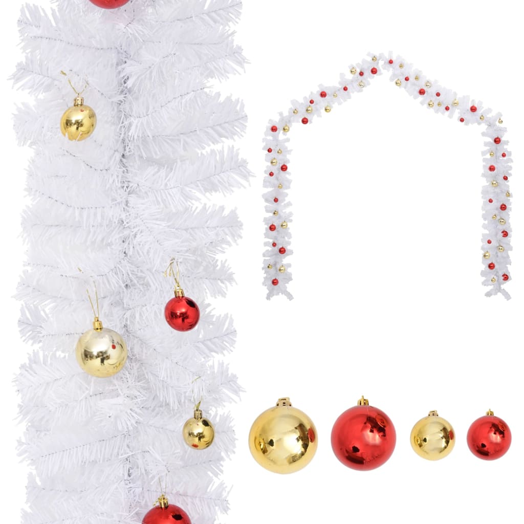 Vidaxl Christmas garland decorated with Christmas balls 10 m white
