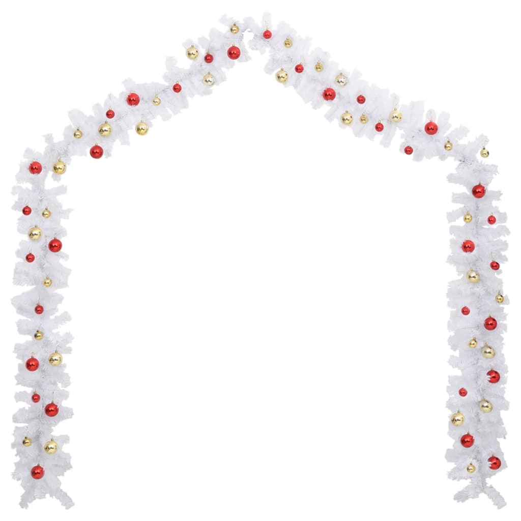 Vidaxl Christmas garland decorated with Christmas balls 10 m white