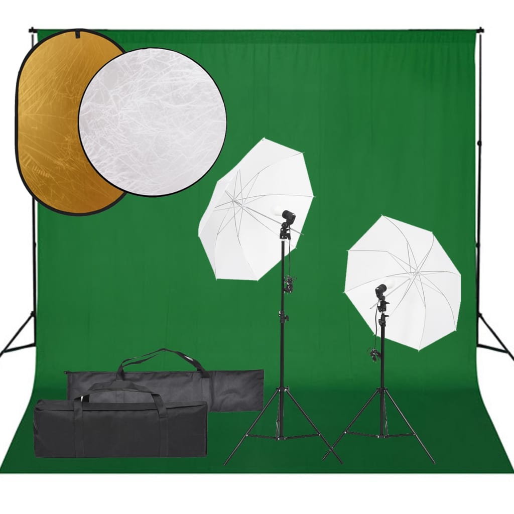 Vidaxl Photo Studio Conjunto com conjunto de iluminação, fundo e refletor