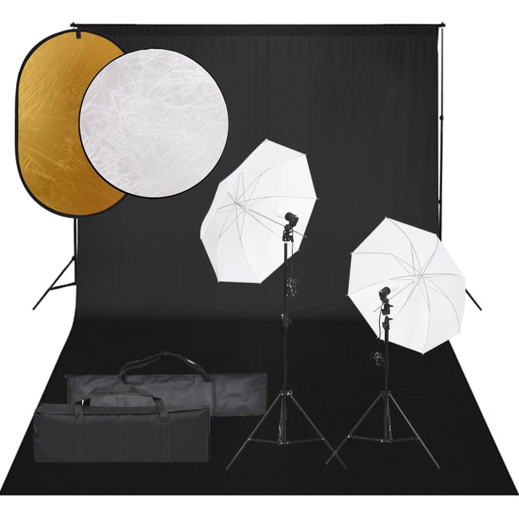 Vidaxl Photo Studio Conjunto com conjunto de iluminação, fundo e refletor