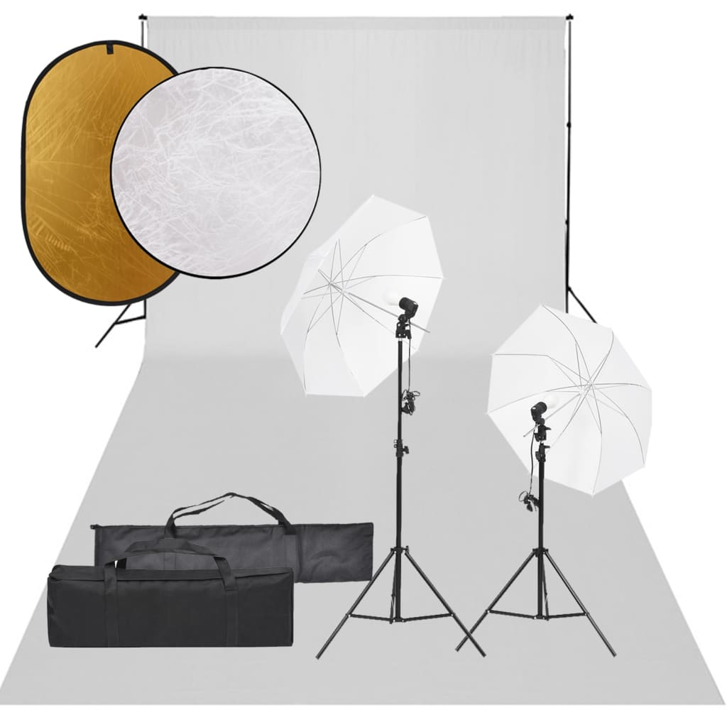 Vidaxl Photo Studio Set Se sadou osvětlení, pozadí a reflektorem