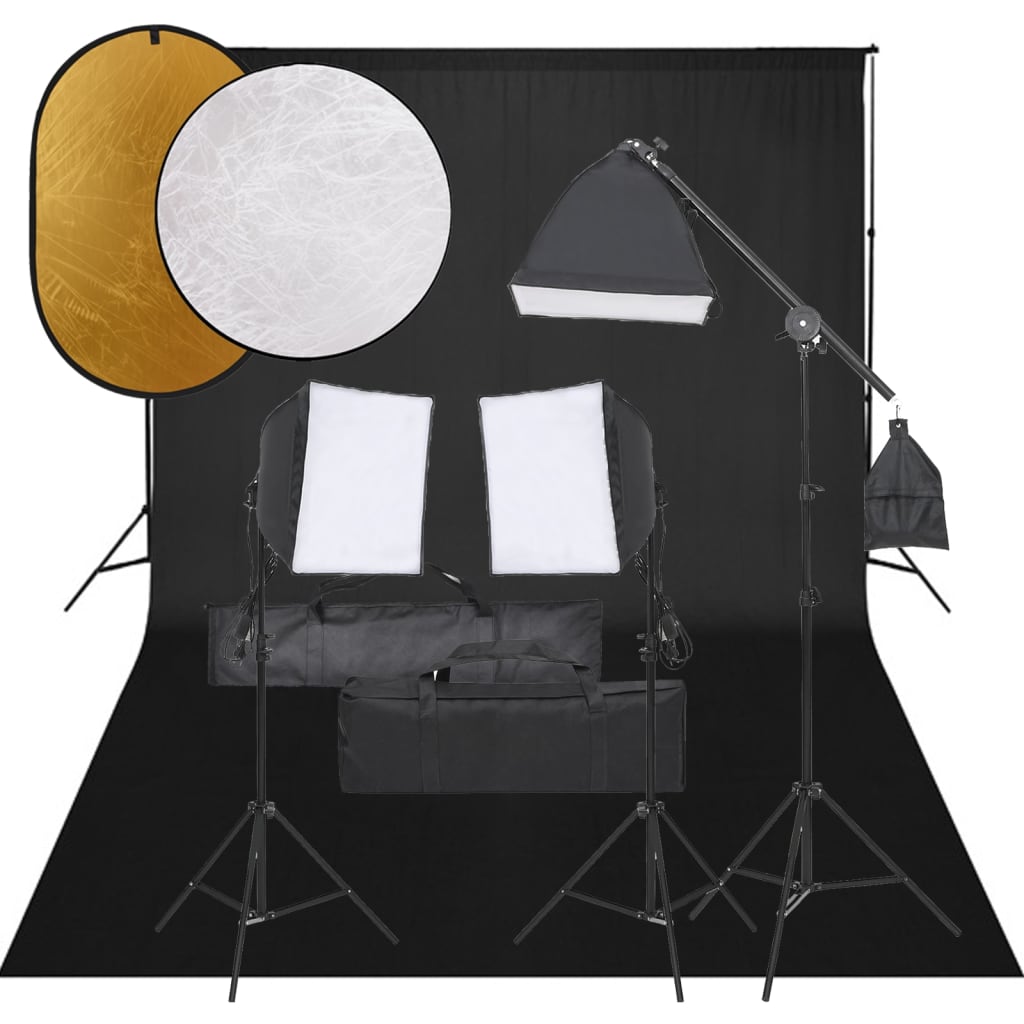 Vidaxl Photo Studio Set Se sadou osvětlení, pozadí a reflektorem