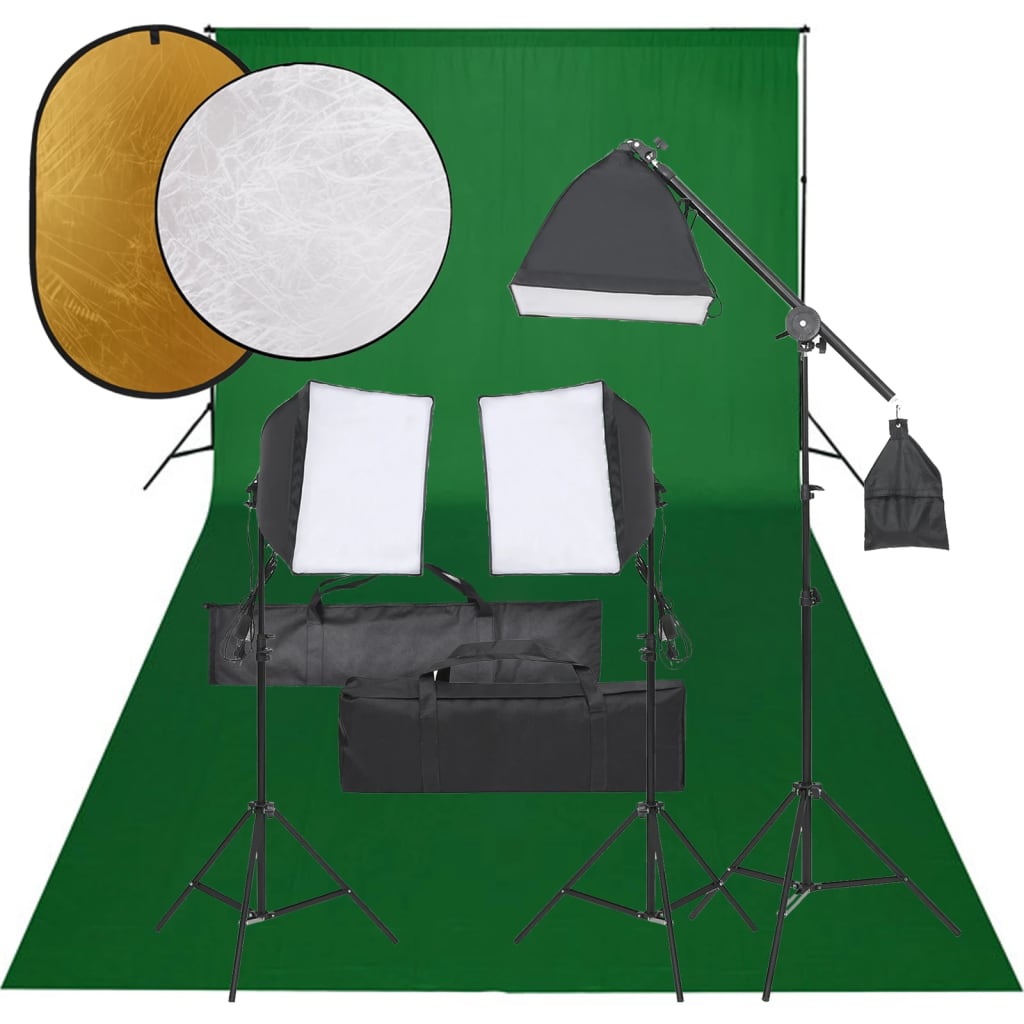 Vidaxl Photo Studio Conjunto com conjunto de iluminação, fundo e refletor