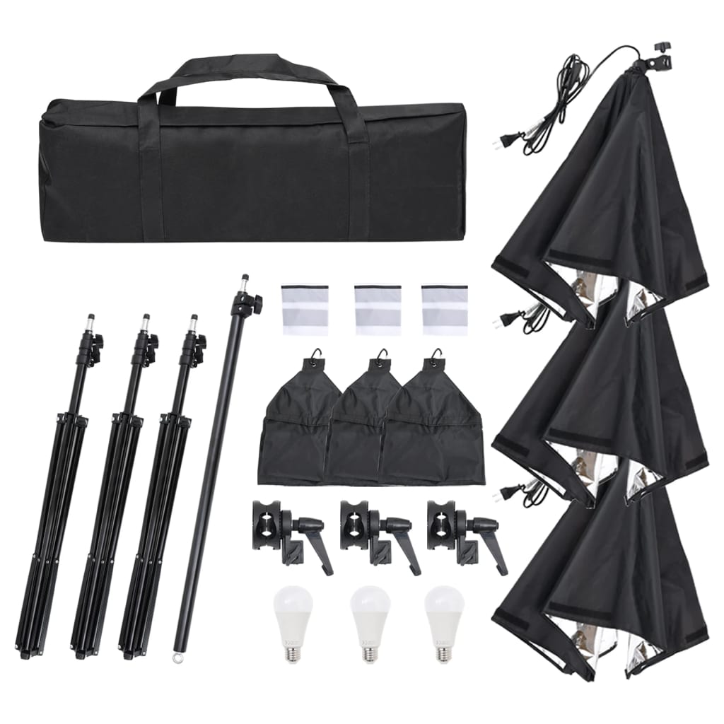 Vidaxl Photo Studio Conjunto com conjunto de iluminação, fundo e refletor