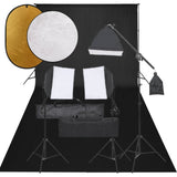 Vidaxl Photo Studio Conjunto com conjunto de iluminação, fundo e refletor
