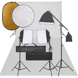 Vidaxl Photo Studio Conjunto com conjunto de iluminação, fundo e refletor