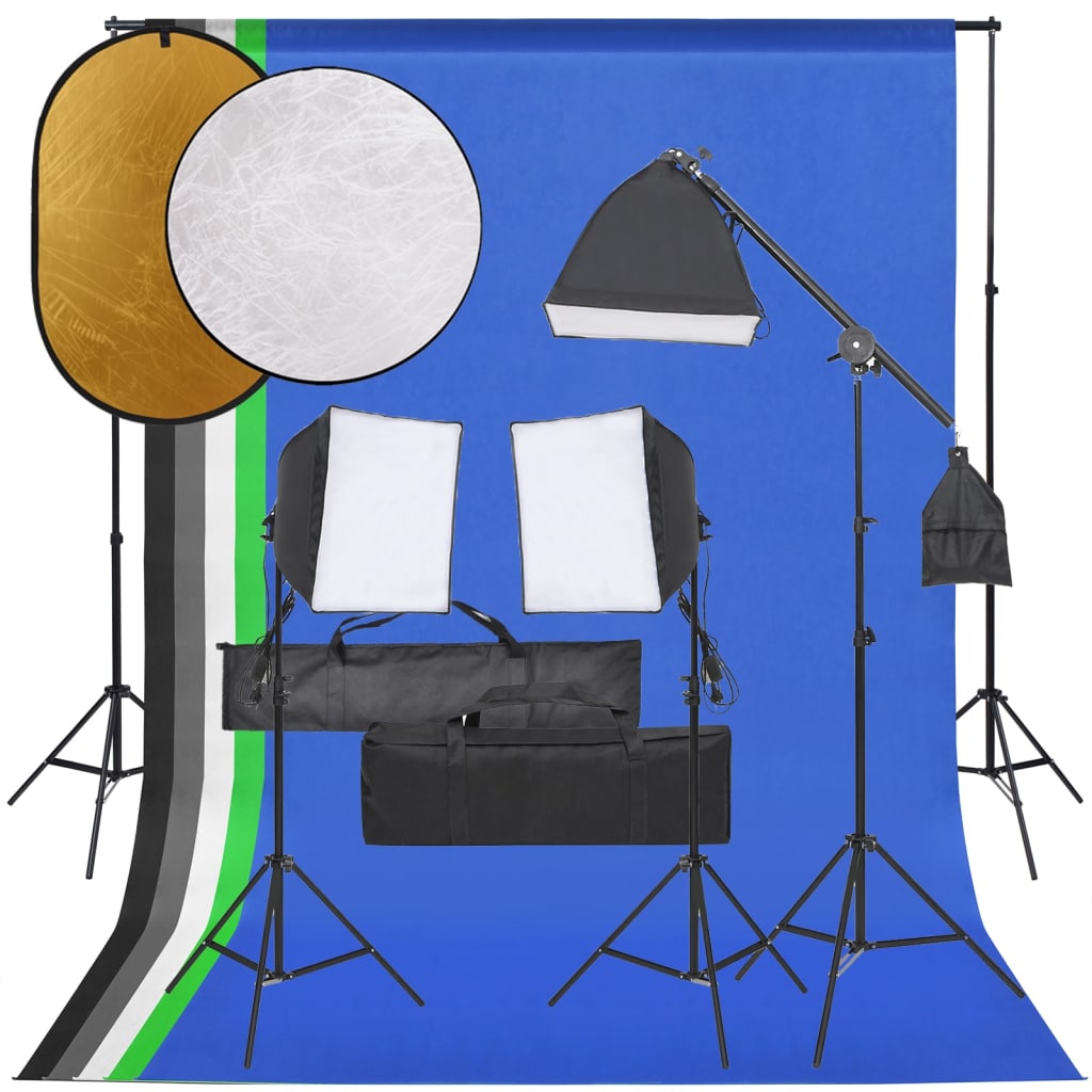 Vidaxl Photo Studio Set Se sadou osvětlení, pozadí a reflektorem