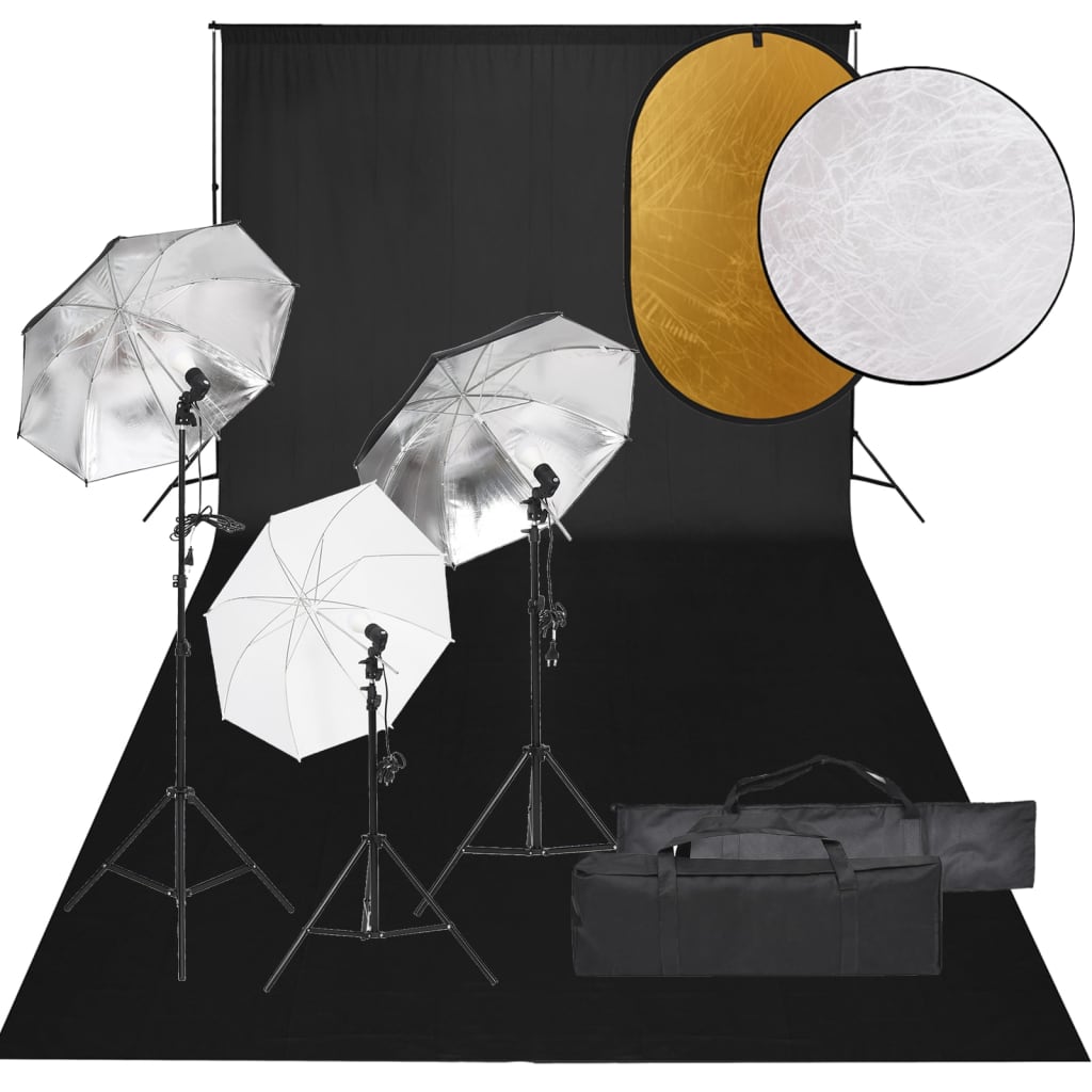 Vidaxl Photo Studio Set Se sadou osvětlení, pozadí a reflektorem