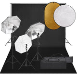 VidaXL Photo Studio Kit with Lighting Kit, Background and Reflector