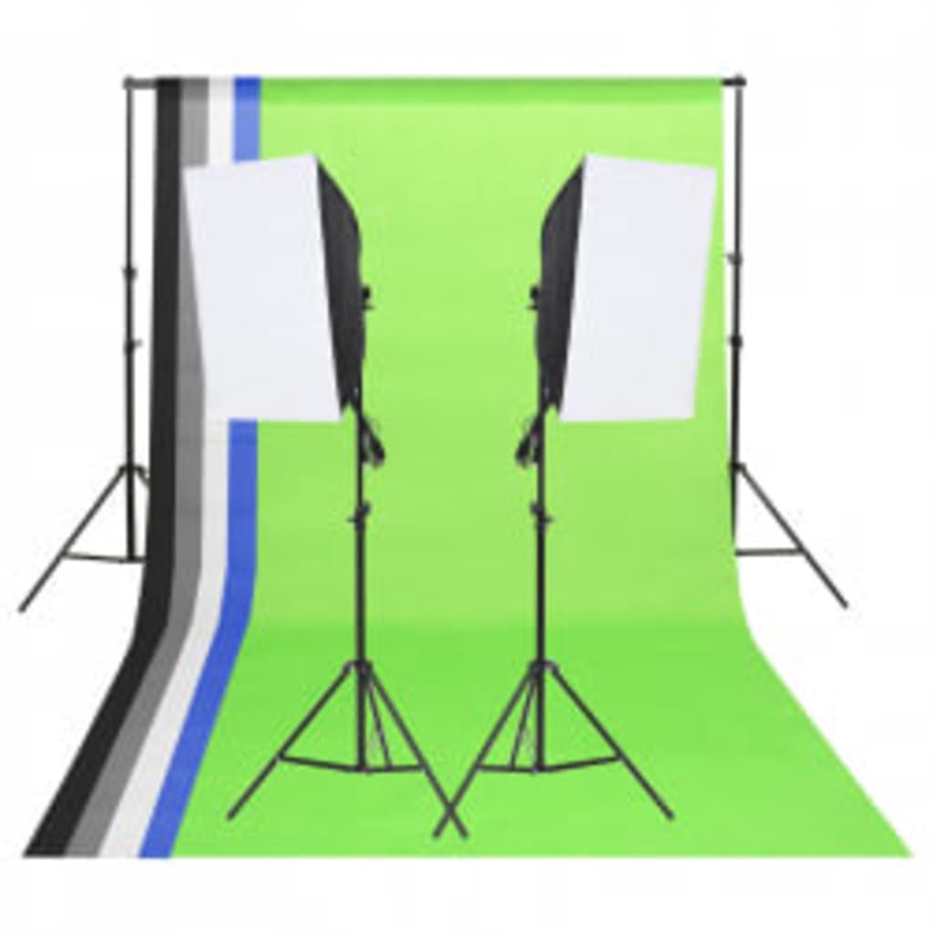 VidaXL Photo Studio Kit with Lighting Kit, Background and Reflector