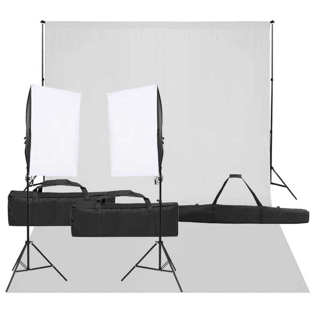 VidaXL Photo Studio Set with Lighting Kit and Background