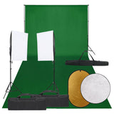 VidaXL Photo Studio Kit with Lighting Kit, Background and Reflector