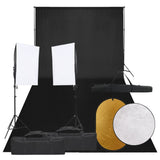 VidaXL Photo Studio Kit with Lighting Kit, Background and Reflector