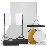 VidaXL Photo Studio Kit with Lighting Kit, Background and Reflector