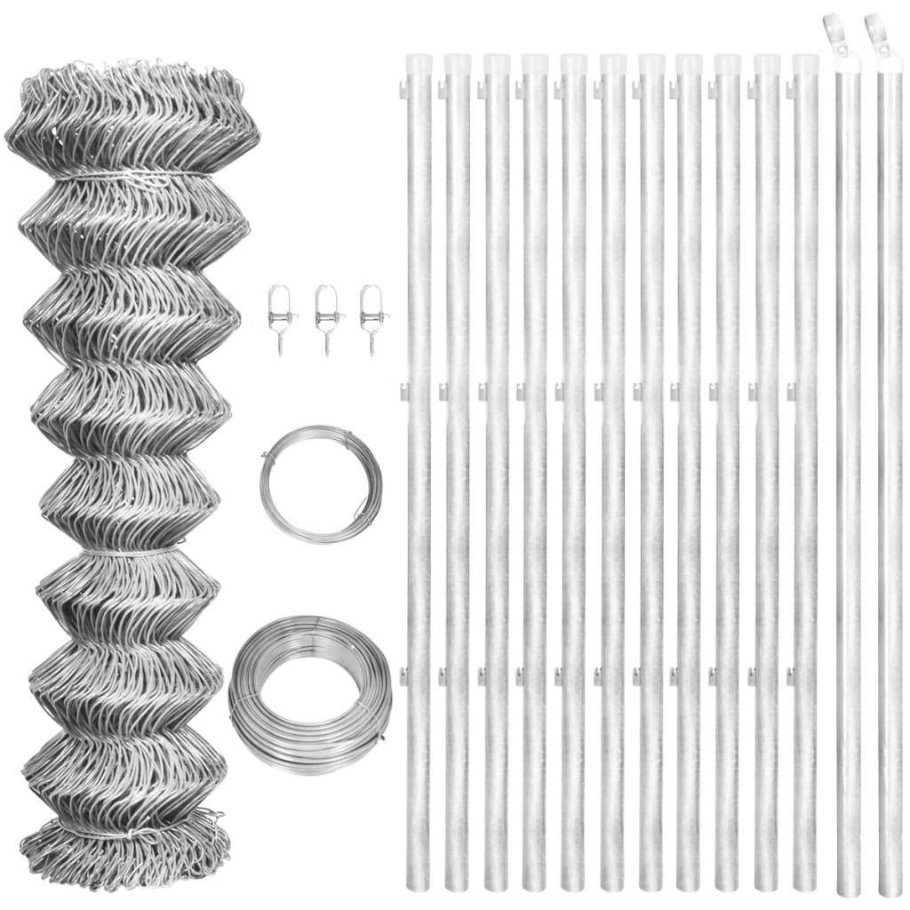 Fence a maglie Vidaxl con pile 25x1,5 m in acciaio zincato colorato