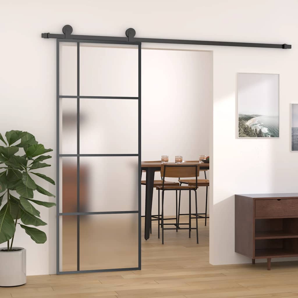 Vidaxl sliding door 76x205 cm matt esg-glass and aluminum black