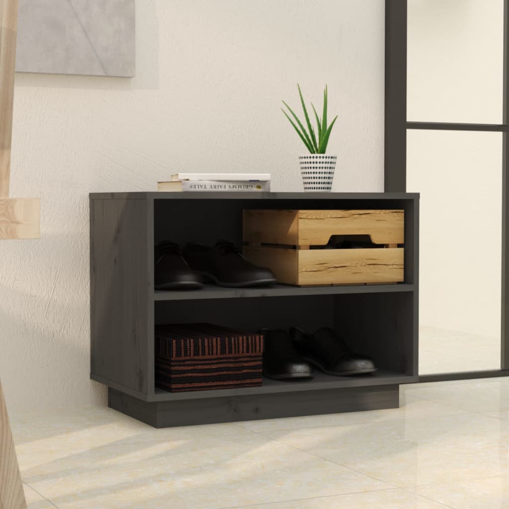 Vidaxl shoe cabinet 60x34x45 cm solid pine wood grey