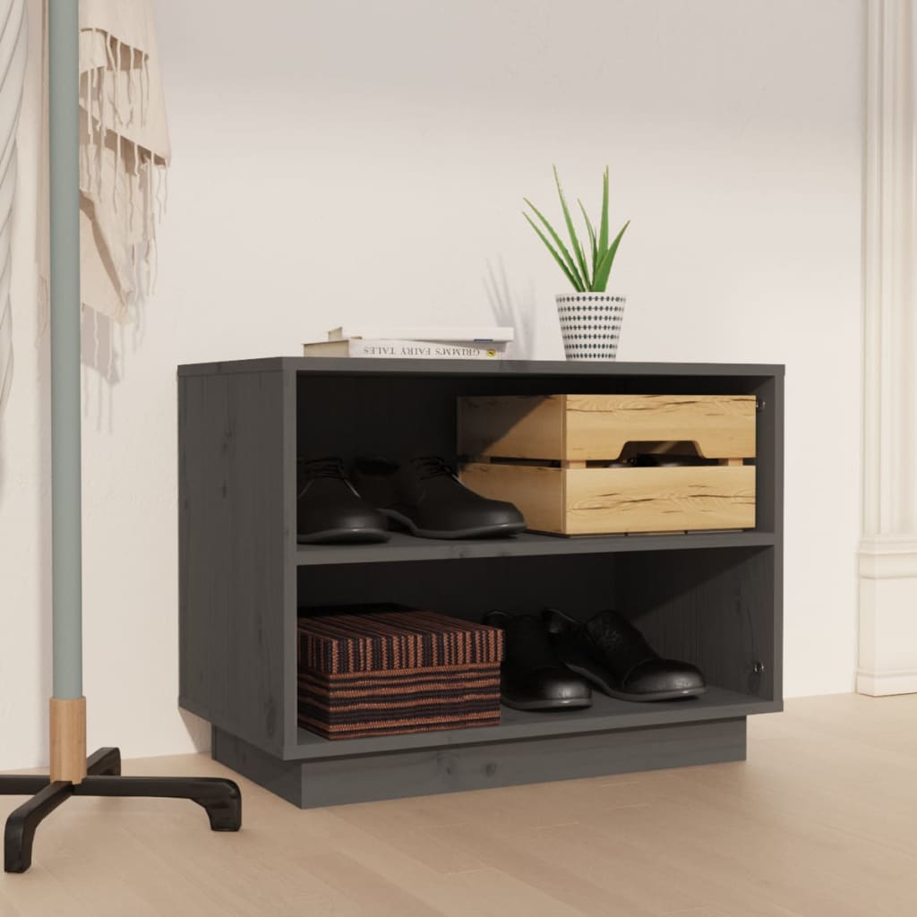 Vidaxl shoe cabinet 60x34x45 cm solid pine wood grey
