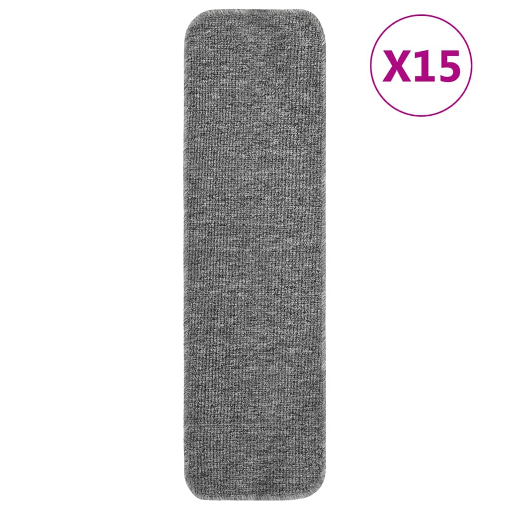 Vidaxl Stair Mats 15 St Anti-Slip Rectangular 75X20 CM Grå