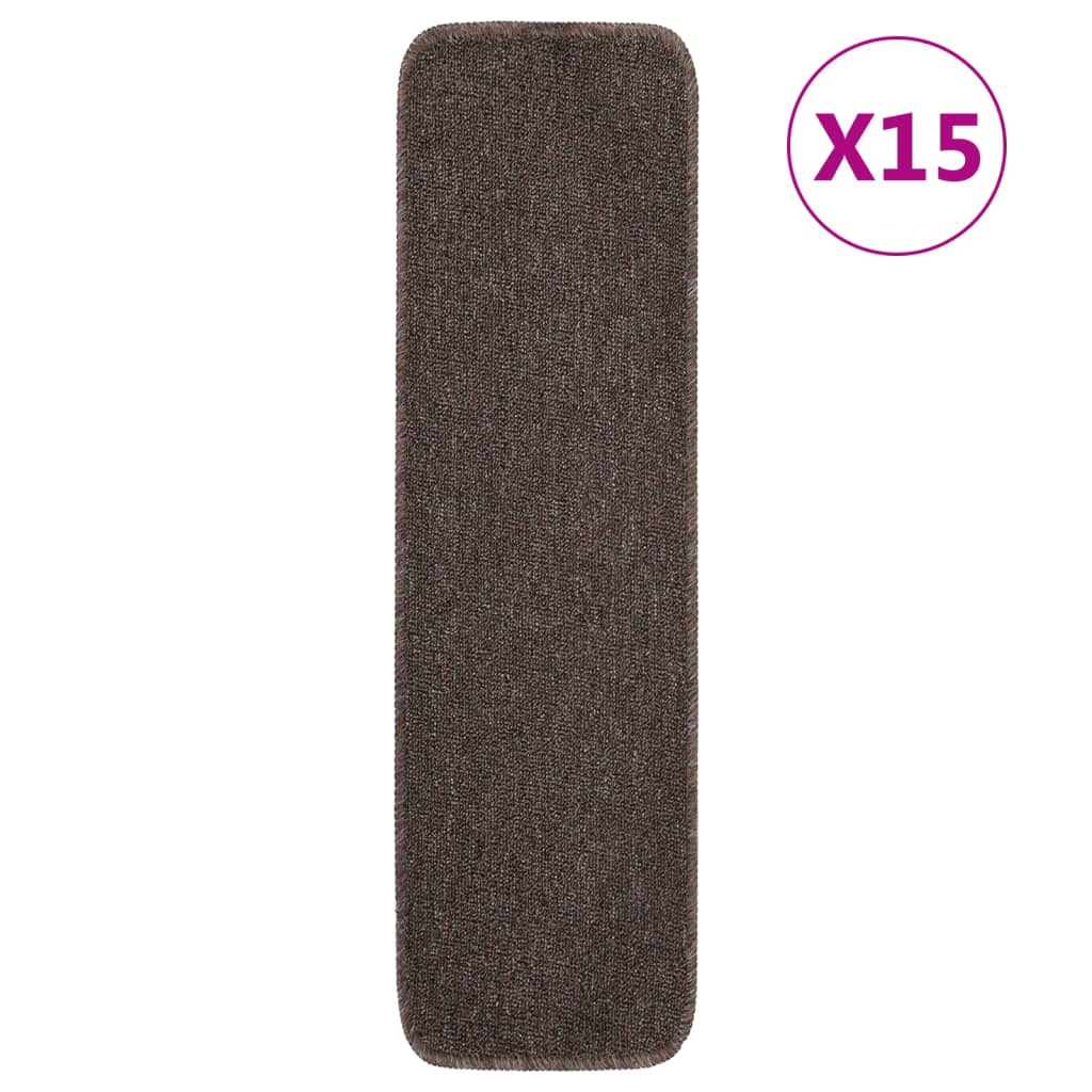 Vidaxl stair mats 15 pcs anti-slip rectangular 75x20 cm brown