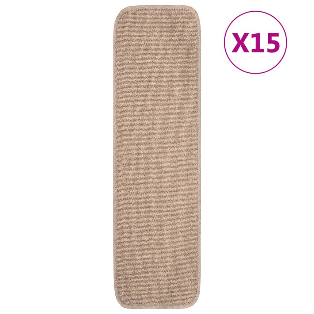 Vidaxl stair mats 15 pcs anti-slip rectangular 75x20 cm beige