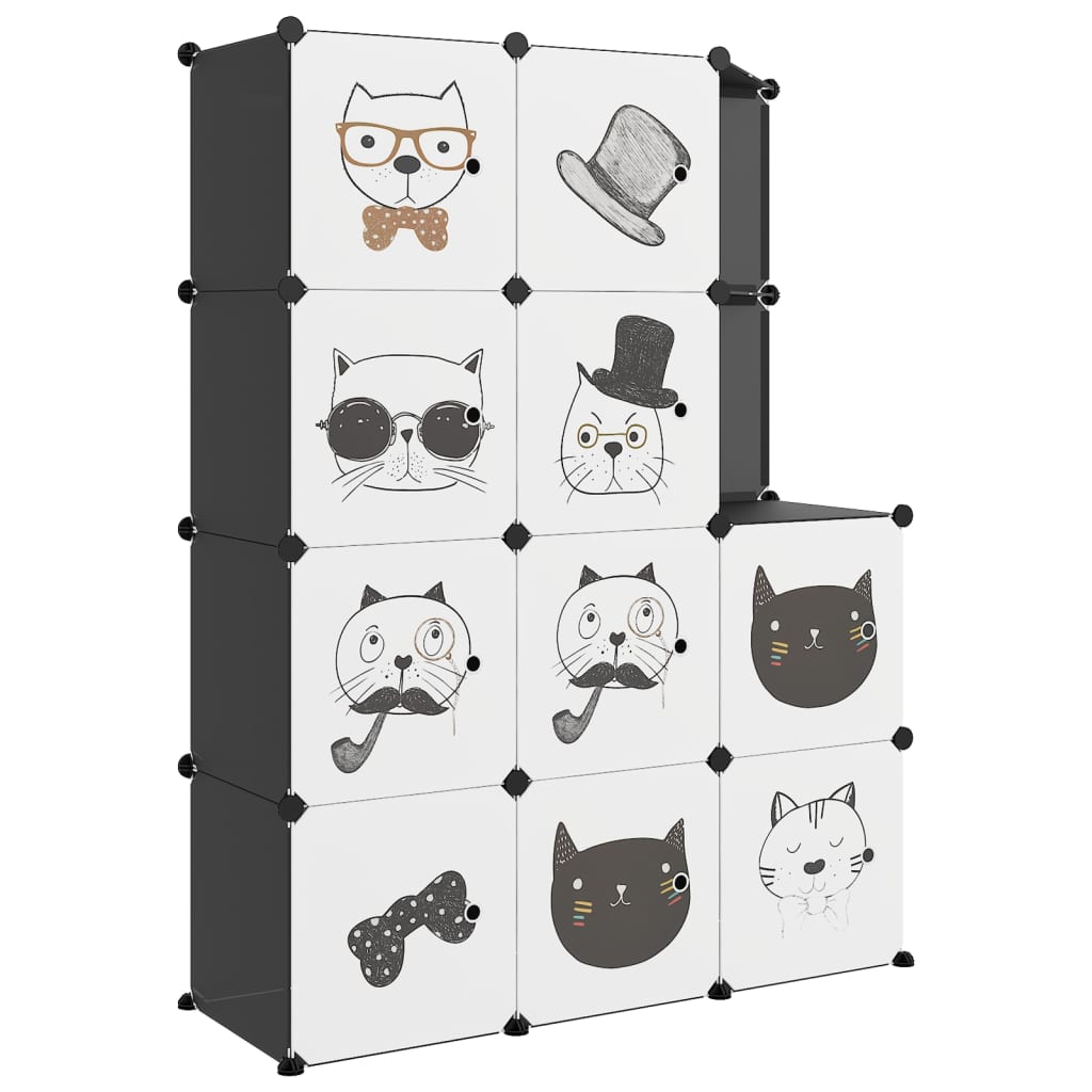 Vidaxl children's storage unit with 10 compartments polypropylene black