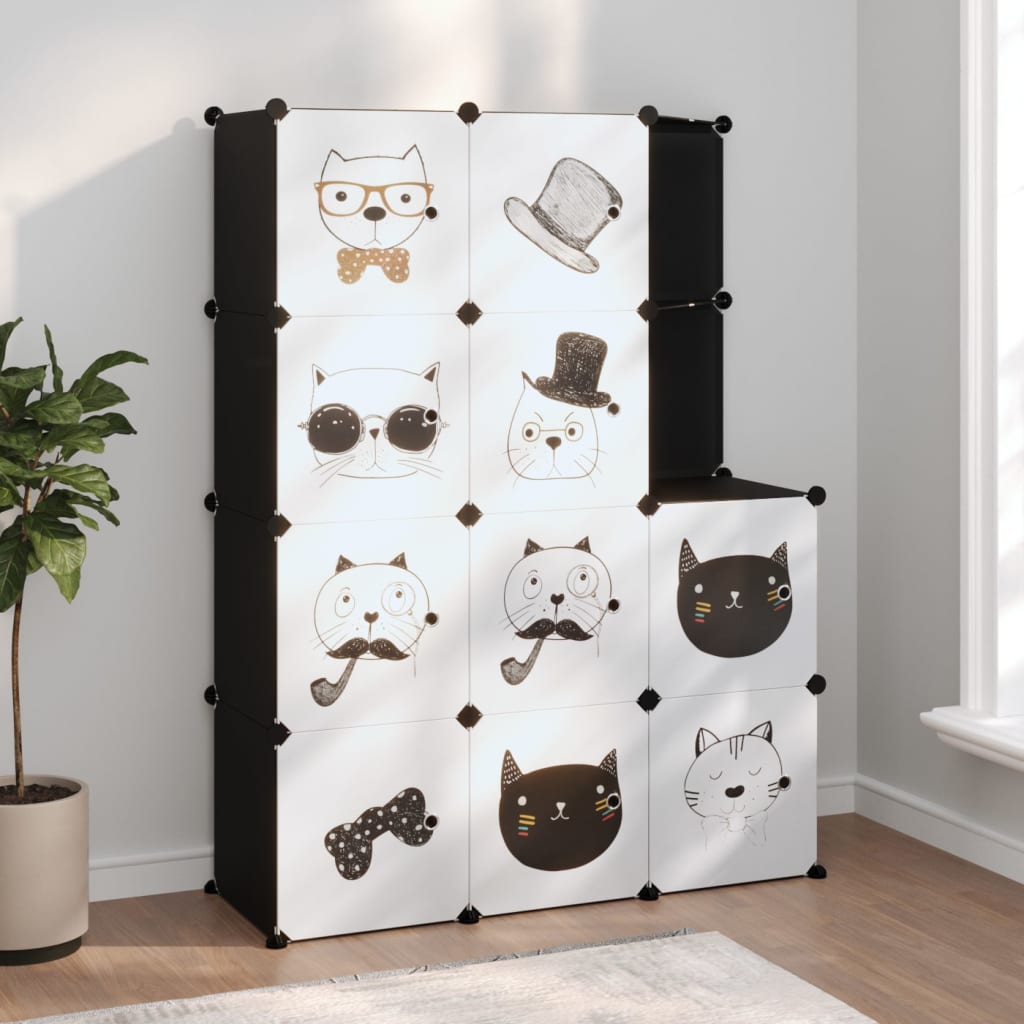 Vidaxl children's storage unit with 10 compartments polypropylene black