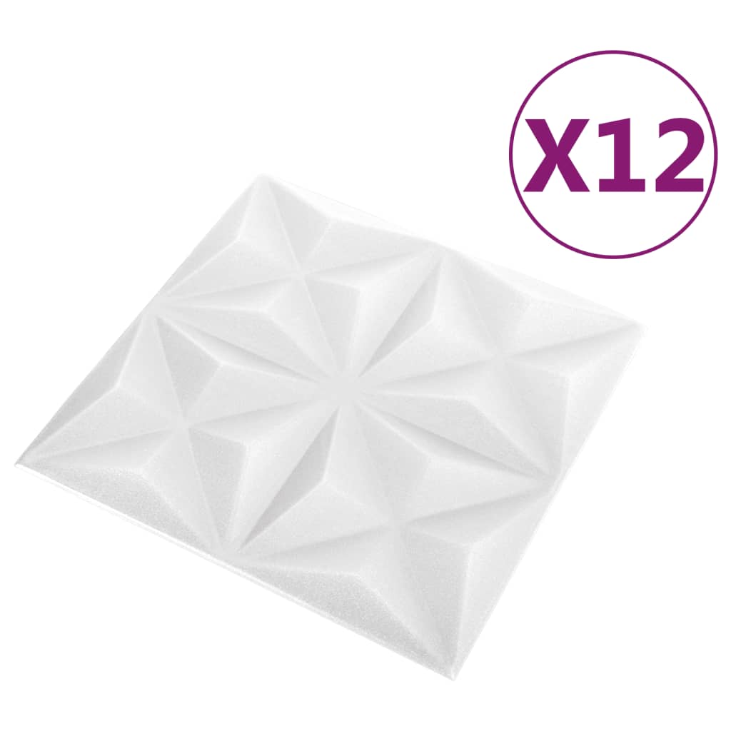Vidaxl 12 ST WALL PANELY 3D Origami 3 m² 50x50 cm bílá