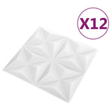 Vidaxl 12 ST WALL PANELY 3D Origami 3 m² 50x50 cm bílá