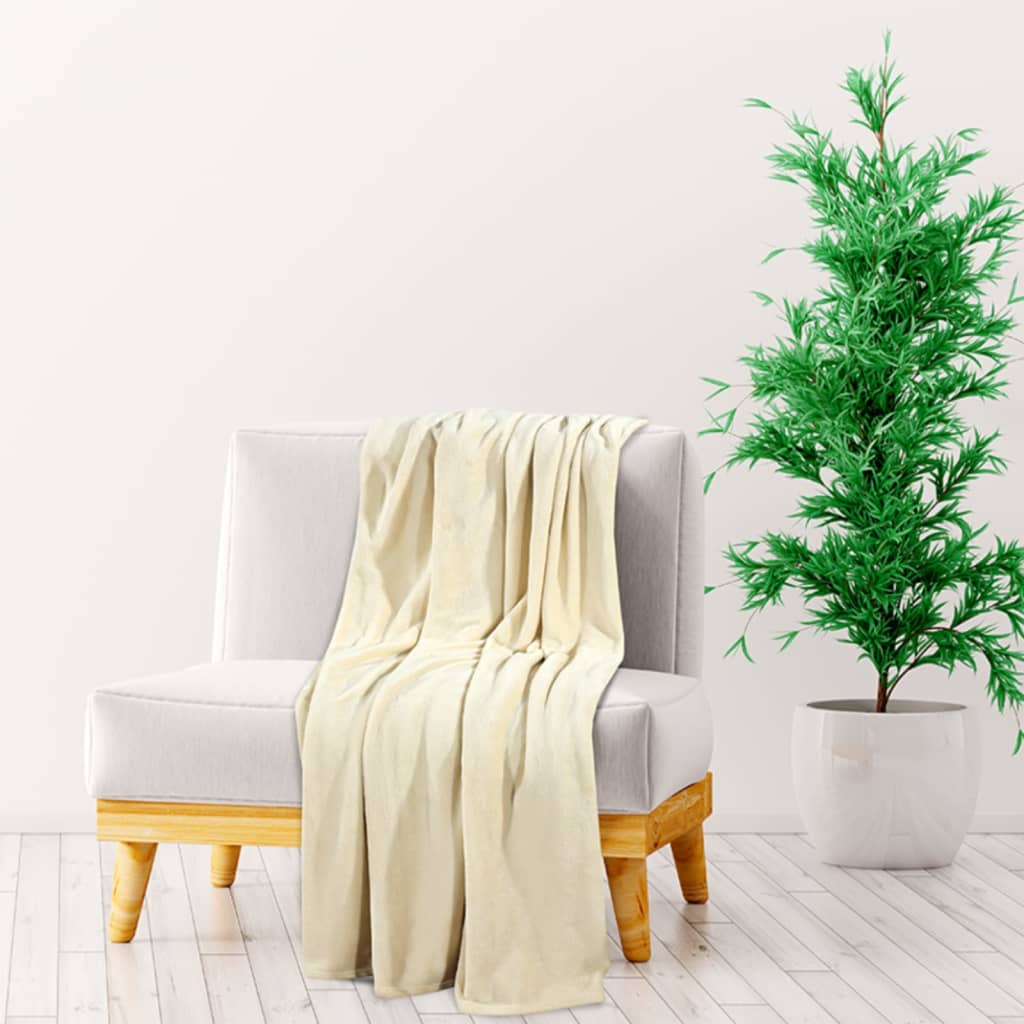 Vidaxl deken 200x240 cm polyester crèmekleurig