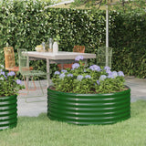 Vidaxl Planungbox 100x100x36 cm puder -coated Stahl gréng
