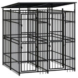 Vidaxl Chien Kennel avec toit 3,69 m² en acier
