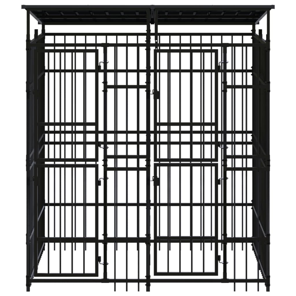 Vidaxl Chien Kennel avec toit 3,69 m² en acier