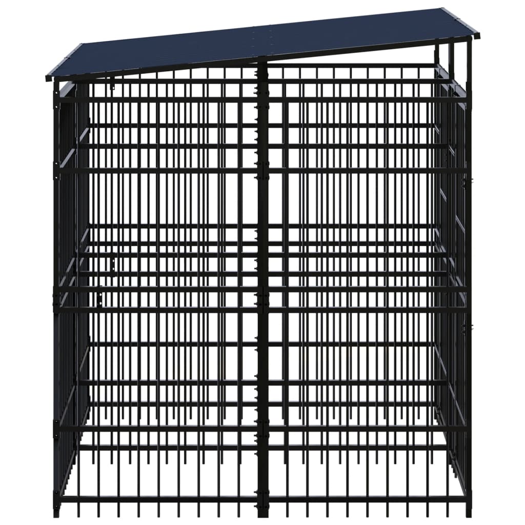 Vidaxl Chien Kennel avec toit 3,69 m² en acier