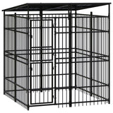 Vidaxl Chien Kennel avec toit 3,69 m² en acier