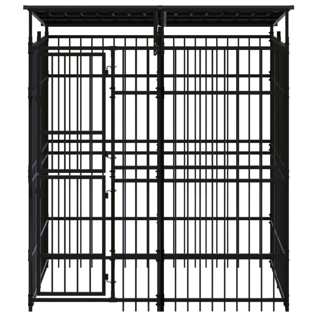 Vidaxl Chien Kennel avec toit 3,69 m² en acier