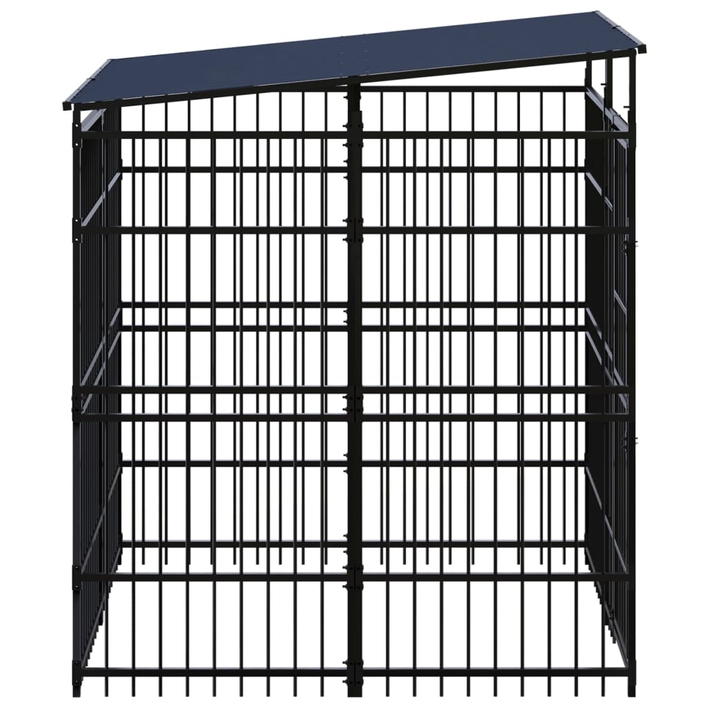 Vidaxl Chien Kennel avec toit 3,69 m² en acier