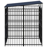 Vidaxl Chien Kennel avec toit 3,69 m² en acier