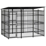 Vidaxl Chien Kennel avec toit de 5,53 m² en acier